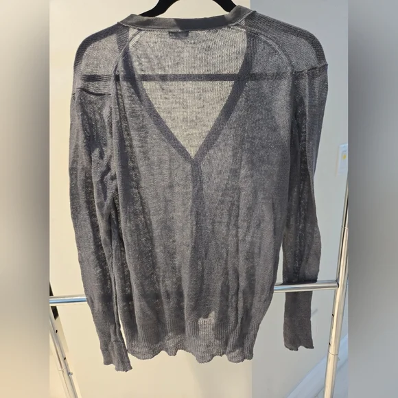 J Crew Linen V Neck Sweater In Grey Size Medium - Picture 6 of 6